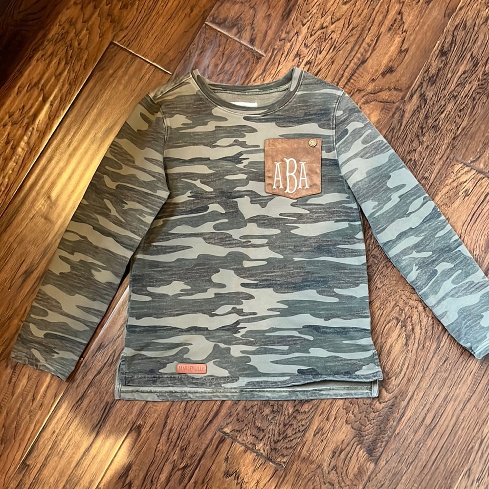 Girls monogrammed camo sweatshirt
